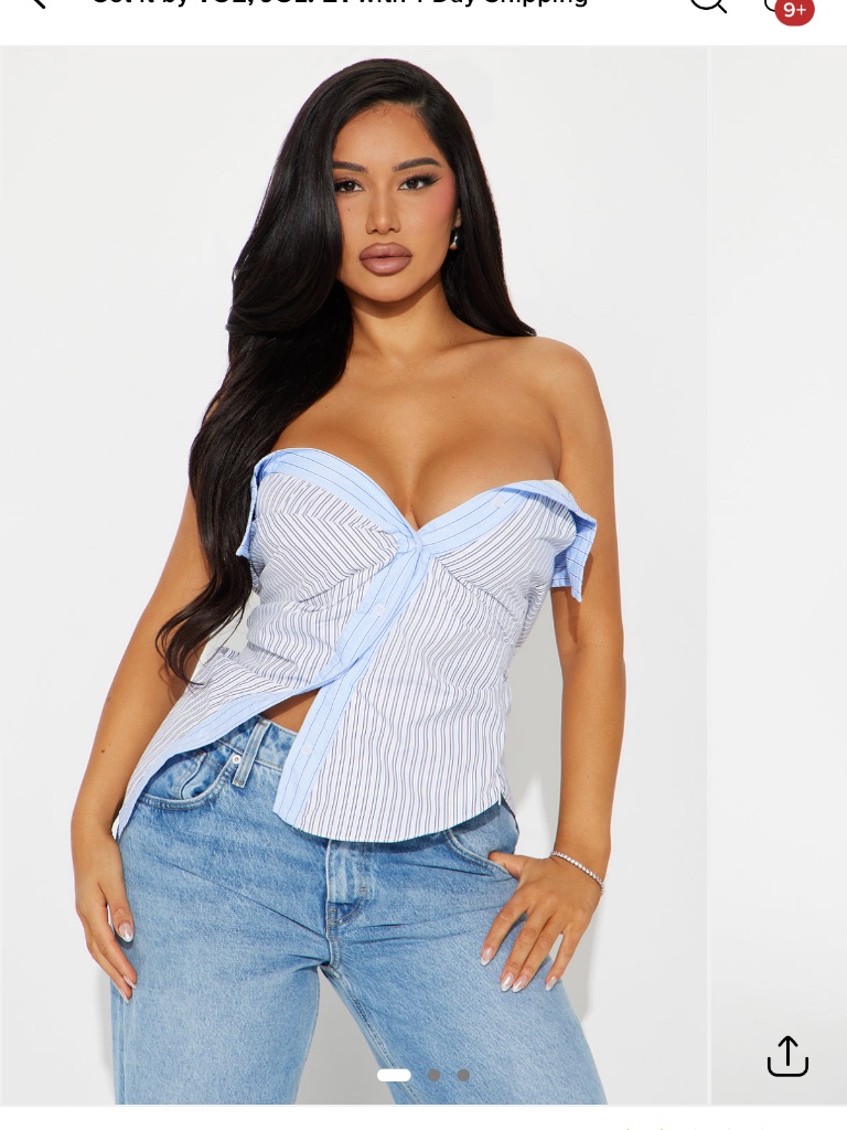 Fashion Nova Business Casual Striped Top - Blue/Combo Nwt Xs